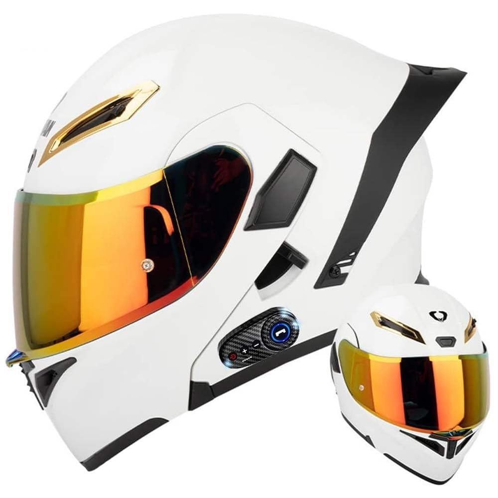 Casque De Moto Modulaire Bluetooth Casque Avant Rabattable Double Visière Adulte Casque Intégral Intégré pour Les Hommes Et Les Femmes 55-64cm ECE Approuvé