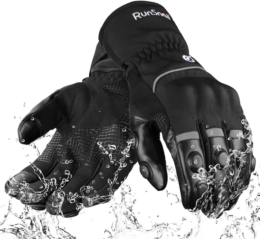 2KP CE Gants de Moto Hiver, Gants de Moto Imperméables pour Hommes et Femmes, Protection Legère et Chaude, Gants de Motard à Écran Tactile Avec Protection Rigide Des Articulations pour VTT, BMX