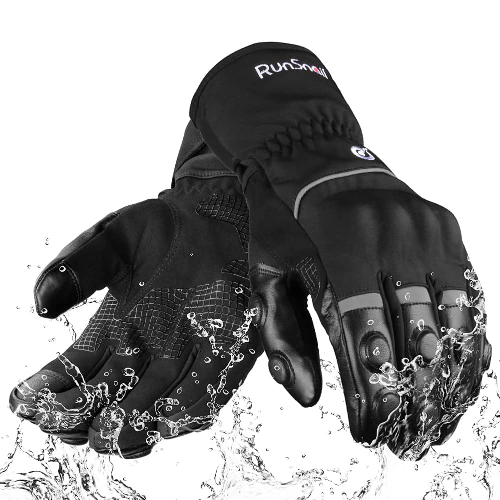 2KP CE Gants de Moto Hiver, Gants de Moto Imperméables pour Hommes et Femmes, Protection Legère et Chaude, Gants de Motard à Écran Tactile Avec Protection Rigide Des Articulations pour VTT, BMX
