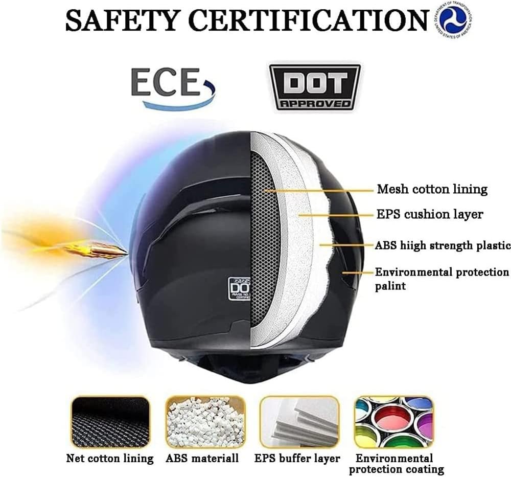 Bluetooth Casques Modulables Moto ECE Homologué, Casque Moto Rabattable Casque IntéGraux Double VisièRe Microphone Double Haut-Parleur pour Hommes Femmes Adultes S-XL (21.6-24.4in)