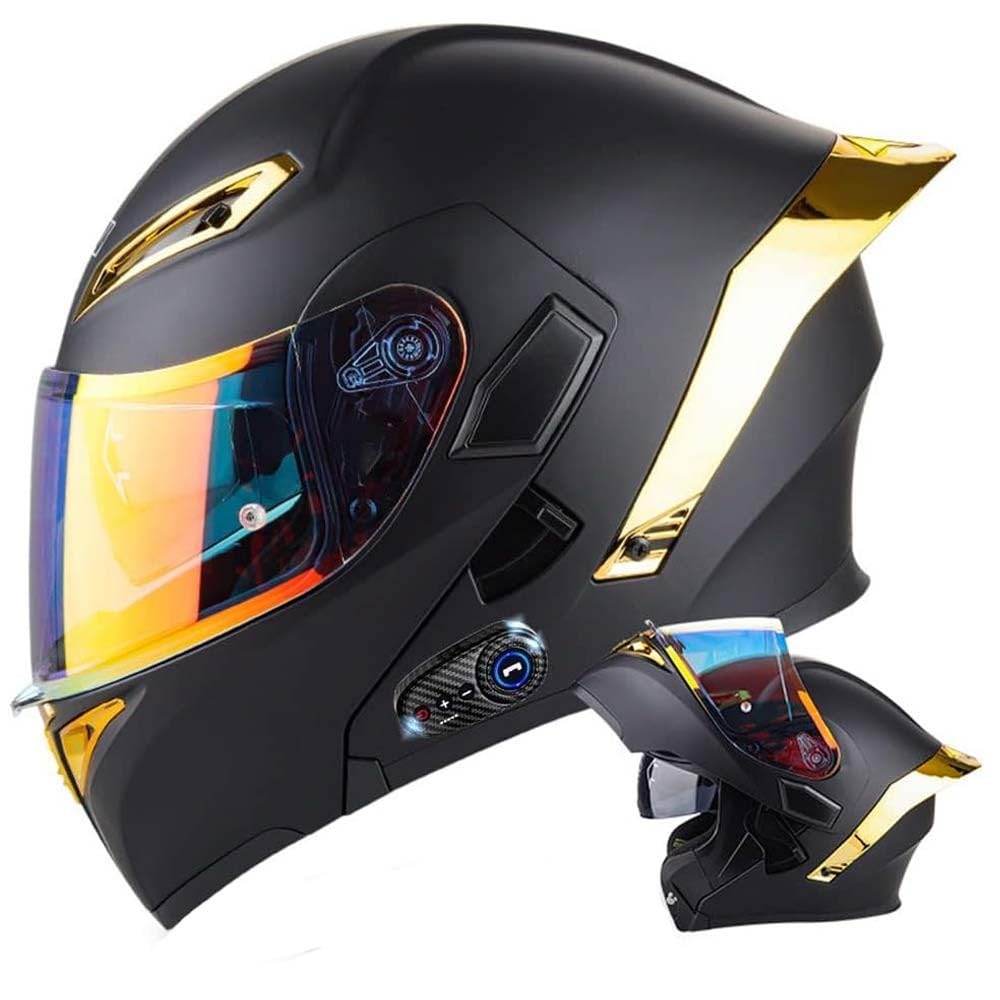Casque De Moto Modulaire Bluetooth Casque Avant Rabattable Double Visière Adulte Casque Intégral Intégré pour Les Hommes Et Les Femmes 55-64cm ECE Approuvé