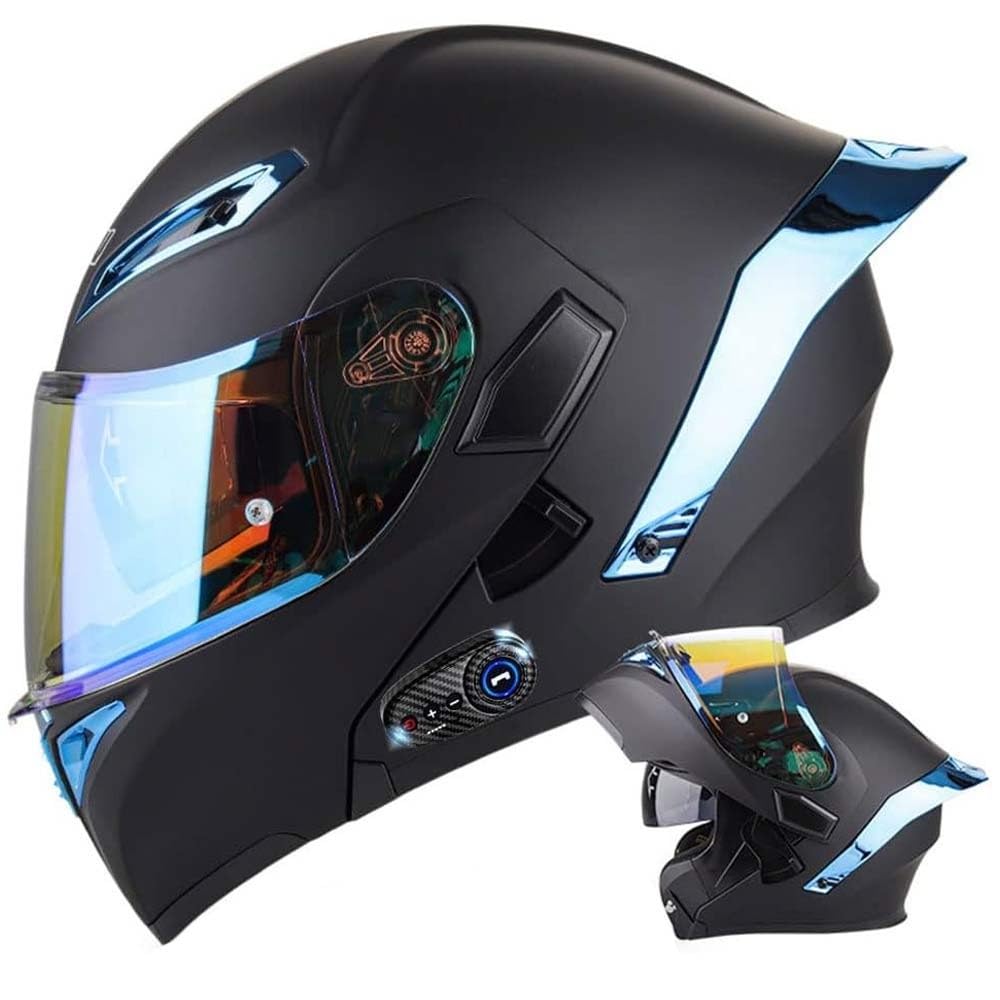Casque De Moto Modulaire Bluetooth Casque Avant Rabattable Double Visière Adulte Casque Intégral Intégré pour Les Hommes Et Les Femmes 55-64cm ECE Approuvé