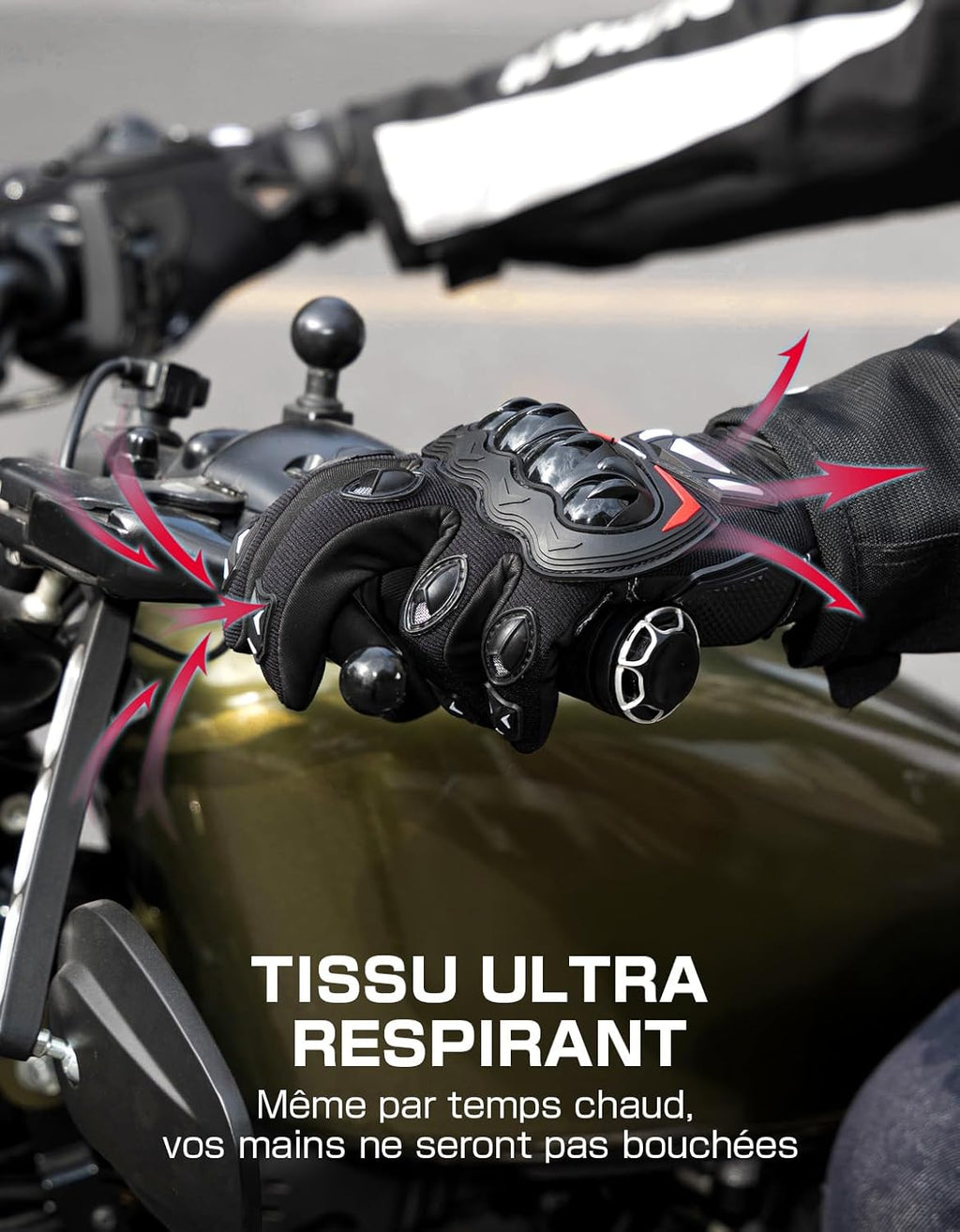 KEMIMOTO Gants Moto Homologués, Protection des Articulations, et Résistance Aux Chocs, Écran Tactile Plein-Doigt Respirant pour Homme et Femme, Motocross, Escalade et Chasse