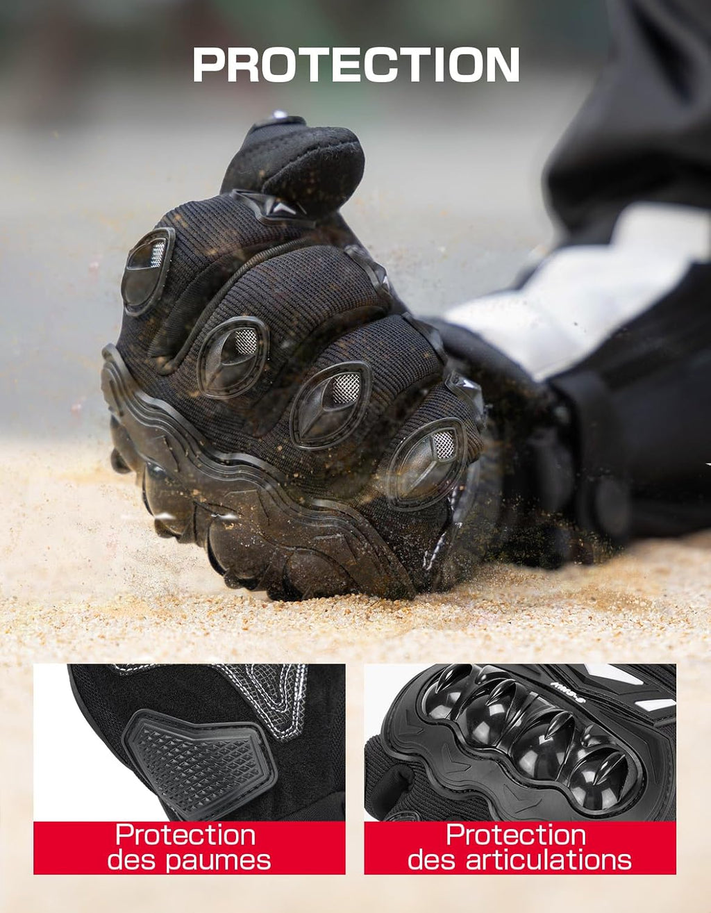 KEMIMOTO Gants Moto Homologués, Protection des Articulations, et Résistance Aux Chocs, Écran Tactile Plein-Doigt Respirant pour Homme et Femme, Motocross, Escalade et Chasse