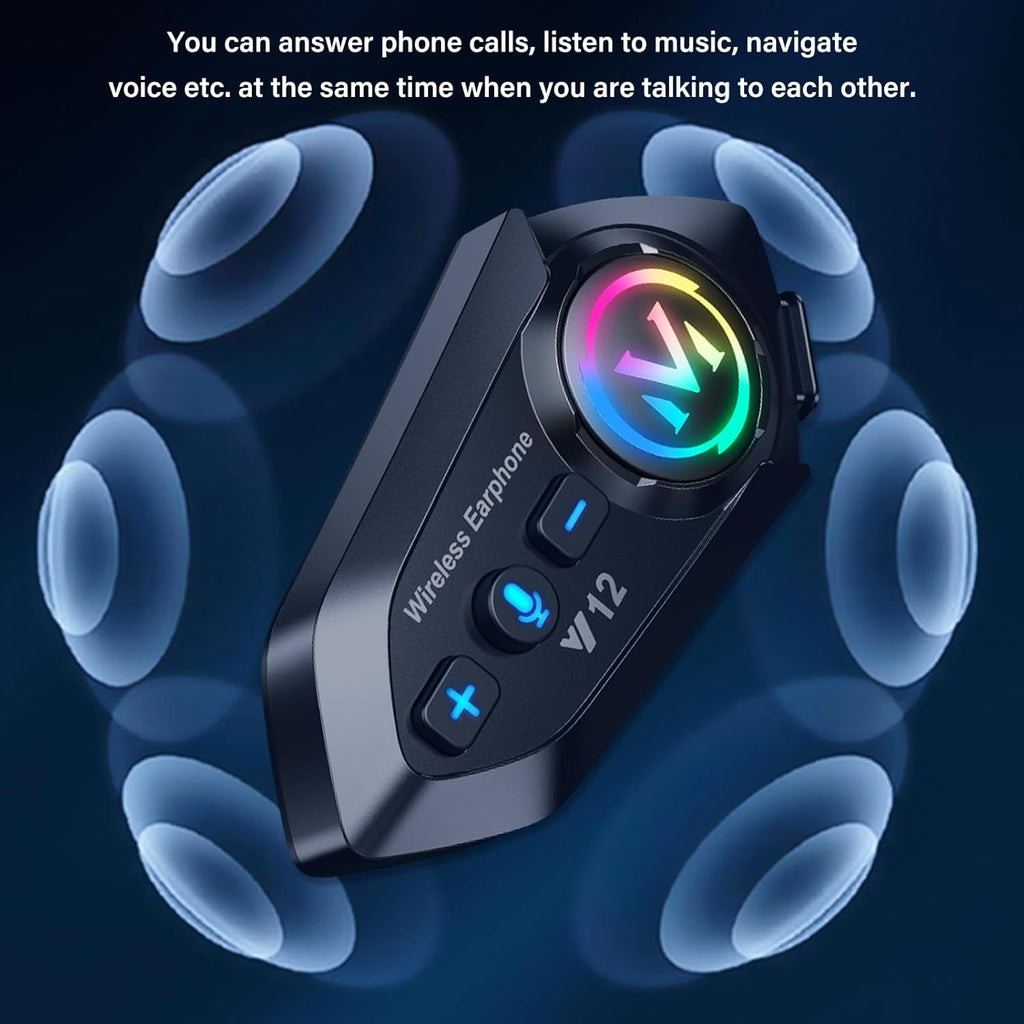 2 x Intercom Moto Kit Bluetooth 5.4 Casque Moto Double-Puce Audio-Multitâche Motocyclette Communication Systèmes,500M Système de Communication Entre 2 Motards IP56 Étanche Compatible Tous Les Casques