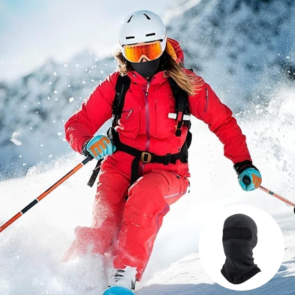 2 Pièces Cagoule Moto Polaire Balaclava Hiver, Masque De Ski, Coupe-Vent Cagoule Multifonction, Chaud ＆ Couvre-Visage Respirant pour Homme Femme, Masque Cache-Cou pour la Cyclisme, Noir