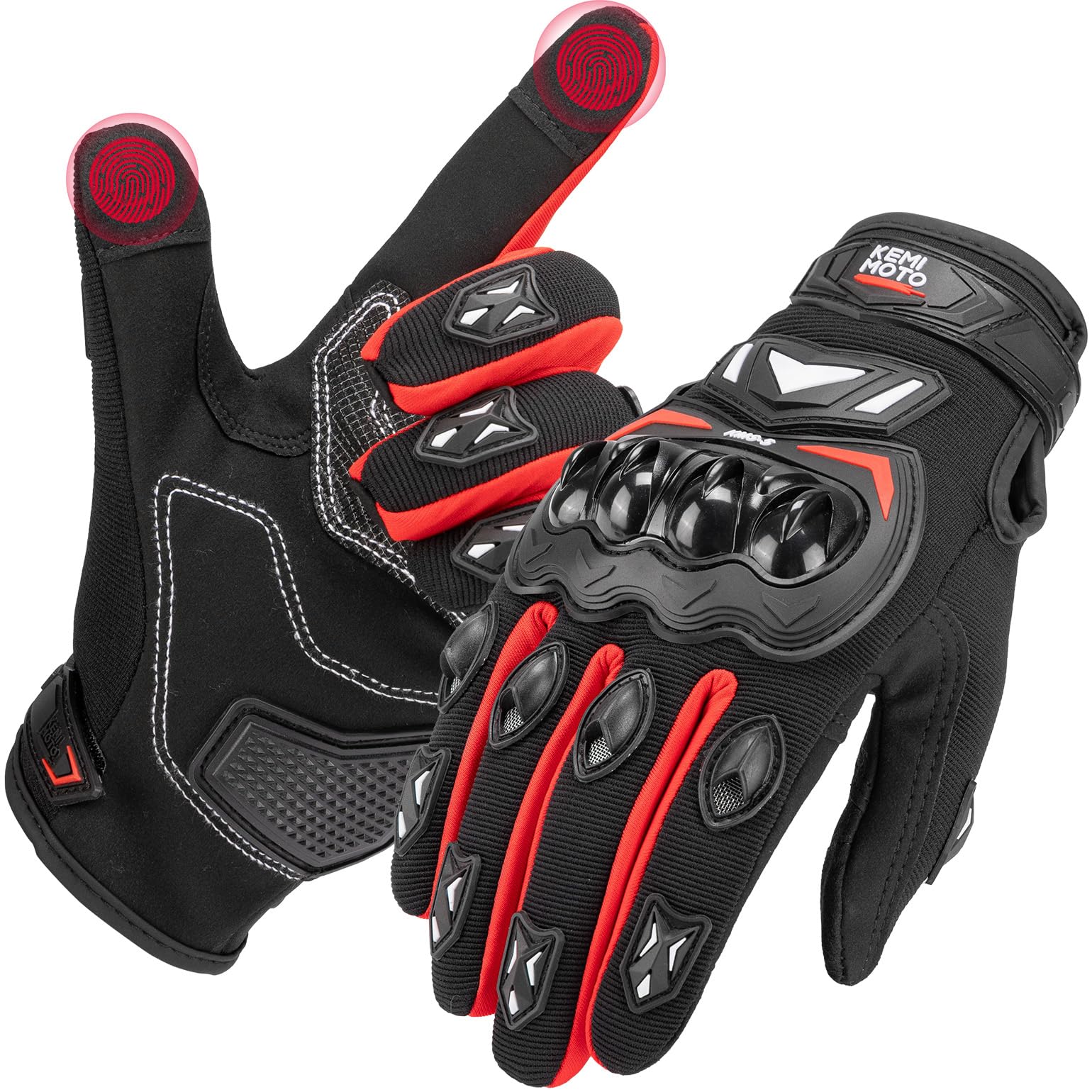 KEMIMOTO Gants Moto Homologués, Protection des Articulations, et Résistance Aux Chocs, Écran Tactile Plein-Doigt Respirant pour Homme et Femme, Motocross, Escalade et Chasse