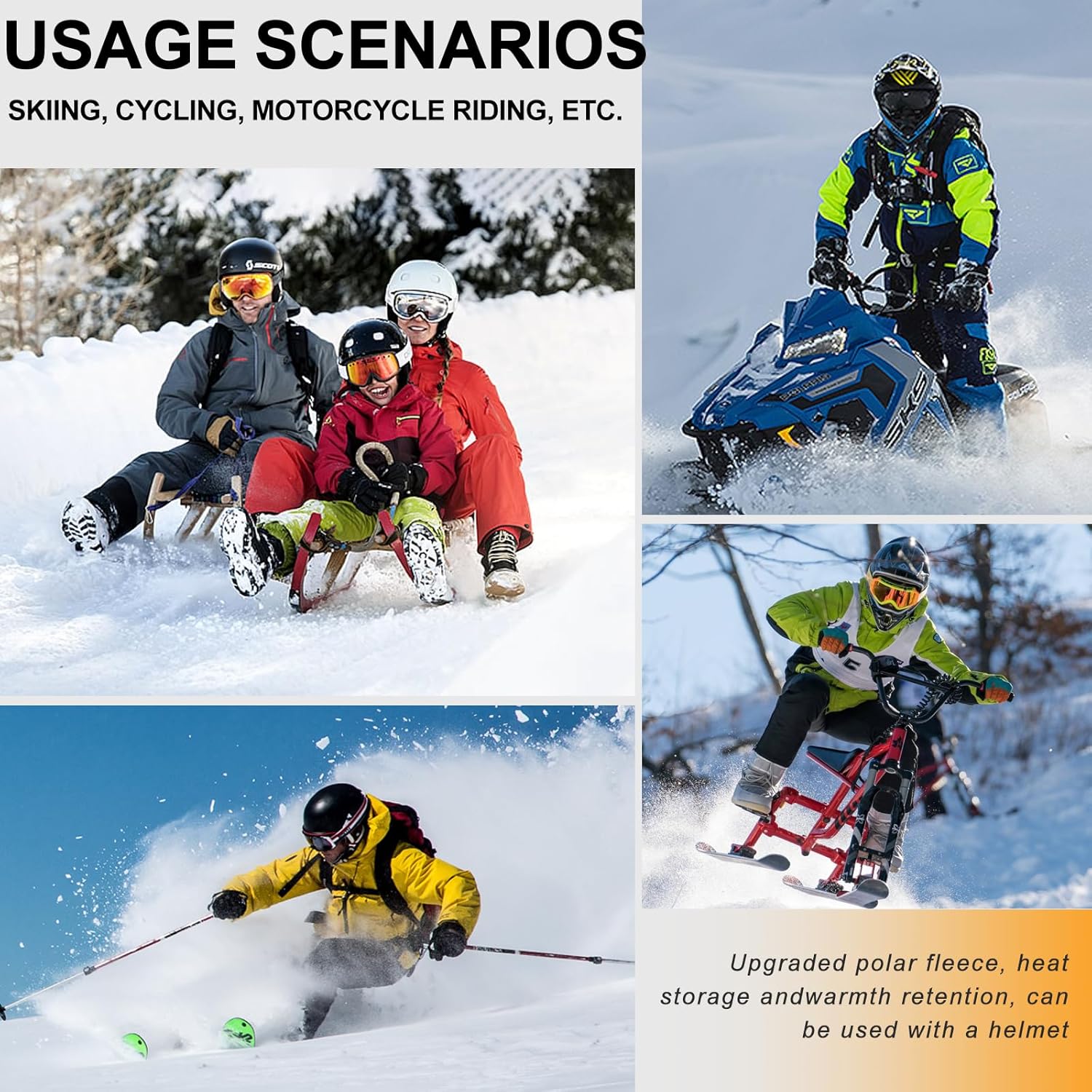 2 Pièces Cagoule Moto Polaire Balaclava Hiver, Masque De Ski, Coupe-Vent Cagoule Multifonction, Chaud ＆ Couvre-Visage Respirant pour Homme Femme, Masque Cache-Cou pour la Cyclisme, Noir