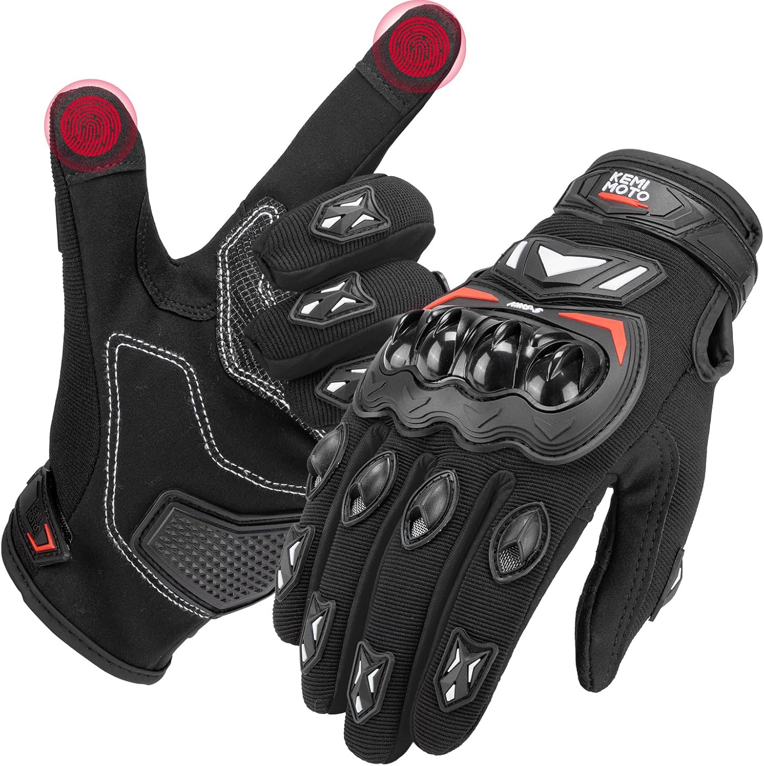 KEMIMOTO Gants Moto Homologués, Protection des Articulations, et Résistance Aux Chocs, Écran Tactile Plein-Doigt Respirant pour Homme et Femme, Motocross, Escalade et Chasse