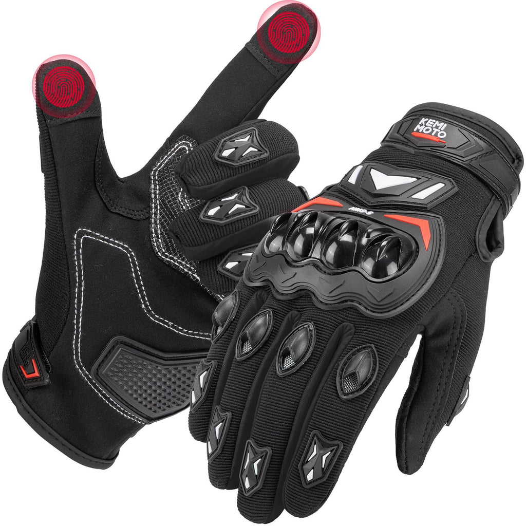 KEMIMOTO Gants Moto Homologués, Protection des Articulations, et Résistance Aux Chocs, Écran Tactile Plein-Doigt Respirant pour Homme et Femme, Motocross, Escalade et Chasse