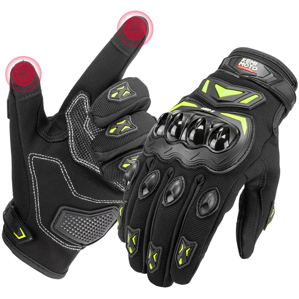 KEMIMOTO Gants Moto Homologués, Protection des Articulations, et Résistance Aux Chocs, Écran Tactile Plein-Doigt Respirant pour Homme et Femme, Motocross, Escalade et Chasse